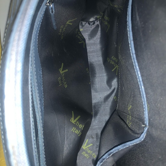 Vachetta Italian leather luxe satchel purse w/ calf hair & ostrich detail. - Picture 6 of 7